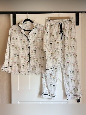 BedHead Martini Print Pajama Set M Bow Cocktail Lounge